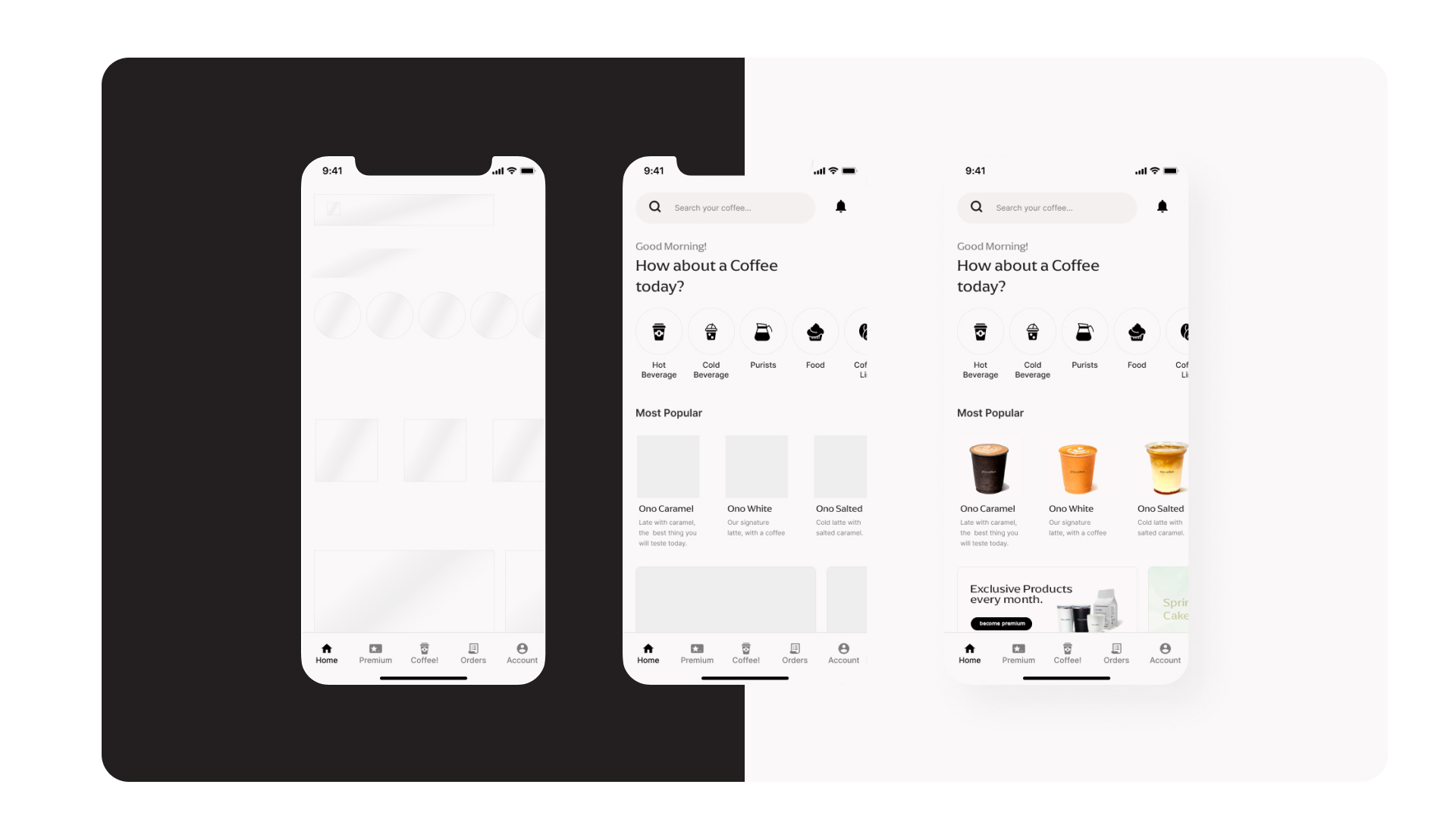 Evolução da home do wireframe ao layout final