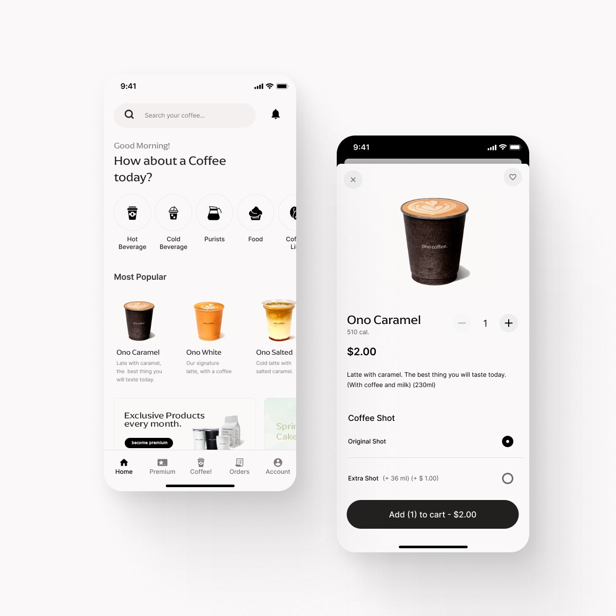 Home e página de produto do aplicativo